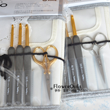 日本广岛(TULIP)ETIMO系列灰手柄金色钩针+金/银剪套装